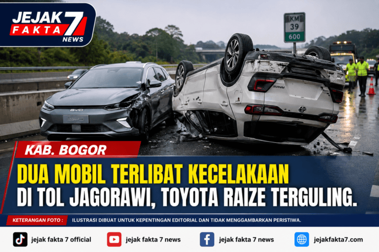 Dua Mobil Terlibat Kecelakaan di Tol Jagorawi, Toyota Raize Terguling