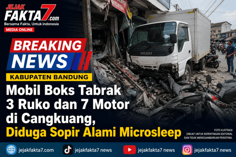 Mobil Boks Tabrak 3 Ruko dan 7 Motor di Cangkuang, Diduga Sopir Alami Microsleep