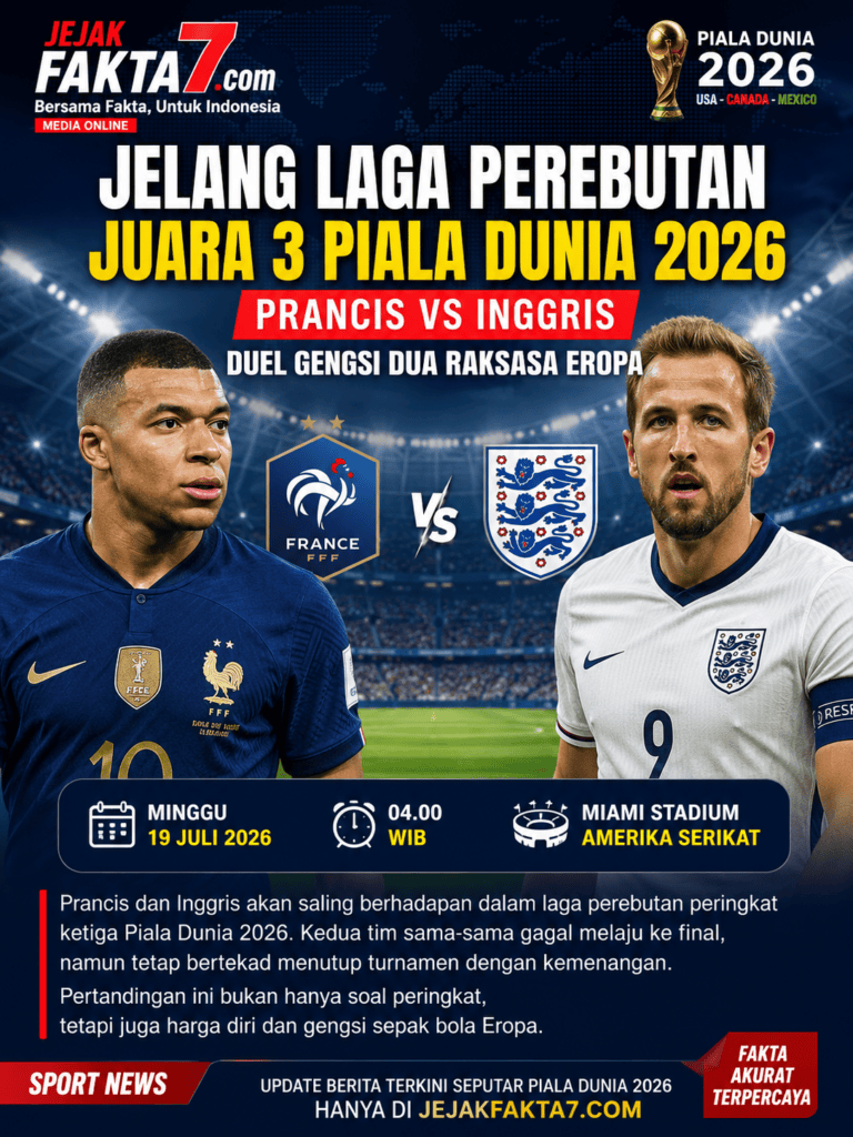 Jelang Laga Perebutan Juara 3 Piala Dunia 2026, Prancis dan Inggris Siap Adu Gengsi