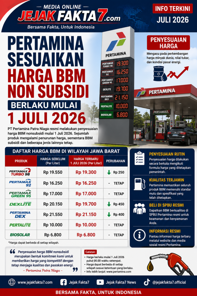 Pertamina Sesuaikan Harga BBM Nonsubsidi, Berlaku Mulai Juli 2026