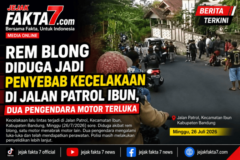 Diduga Rem Blong, Dua Sepeda Motor Terlibat Kecelakaan di Jalan Patrol, Kecamatan Ibun