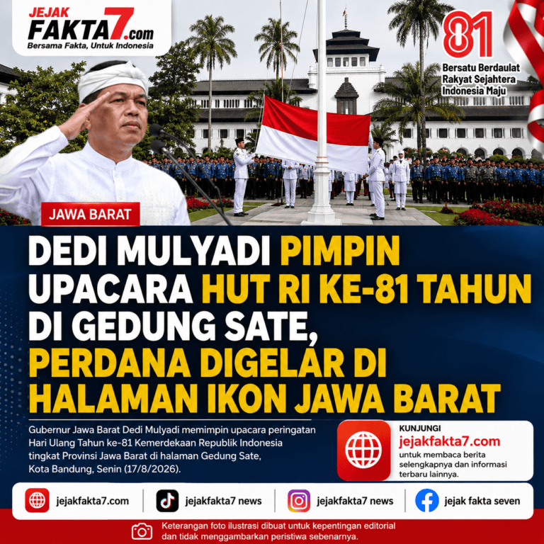 DEDI MULYADI PIMPIN UPACARA HUT RI KE-81 DI GEDUNG SATE, PERDANA DIGELAR DI HALAMAN IKON JAWA BARAT
