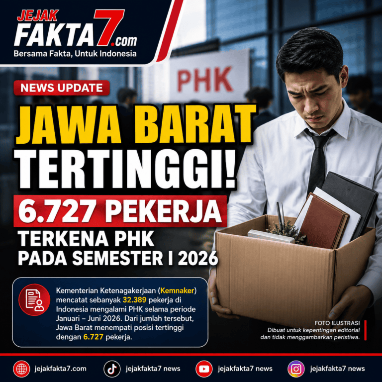 JAWA BARAT TERTINGGI 6.727 PEKERJA TERKENA PHK PADA SEMESTER aI 2026