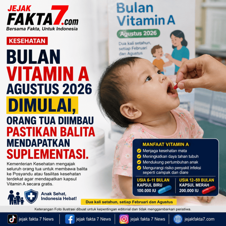 Bulan Vitamin A Agustus 2026 Dimulai, Orang Tua Diimbau Pastikan Balita Mendapatkan Suplementasi