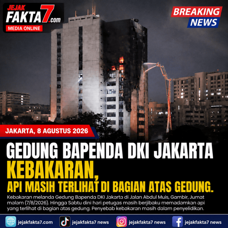 GEDUNG BAPENDA DKI JAKARTA KEBAKARAN, API MASIH TERLIHAT DI BAGIAN ATAS GEDUNG