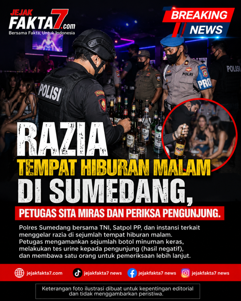 RAZIA TEMPAT HIBURAN MALAM DI SUMEDANG, PETUGAS SITA MIRAS DAN PERIKSA PENGUNJUNG