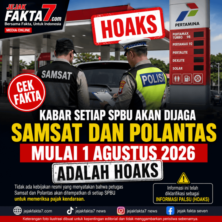 CEK FAKTA: KABAR SETIAP SPBU AKAN DIJAGA SAMSAT DAN POLANTAS MULAI 1 AGUSTUS 2026 ADALAH HOAKS
